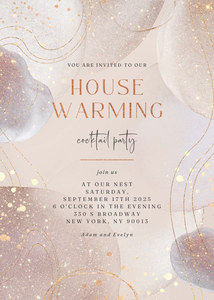 Shimmering shapes - housewarming invitation